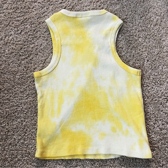 Grateful Dead Yellow Tie-Dye Crop Tank Top Boho Festival Casual Spring Summer - Picture 2 of 5